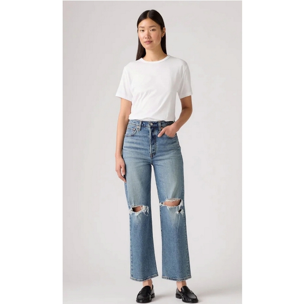 Levi's Women's Ribcage Straight Ankle Jeans 31 Western Cowgirl Minimalist